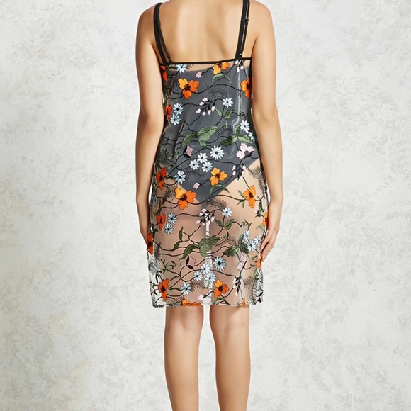 Forever 21 Embroidered Floral Mesh Cami Dress - Picture 3 of 11